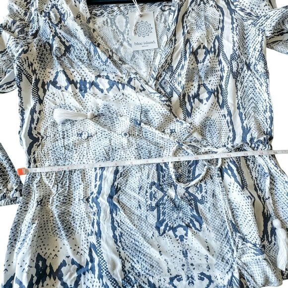 Brand New Blue Island Beach Python Print Faux Wrap dress Size XS - Picture 9 of 11